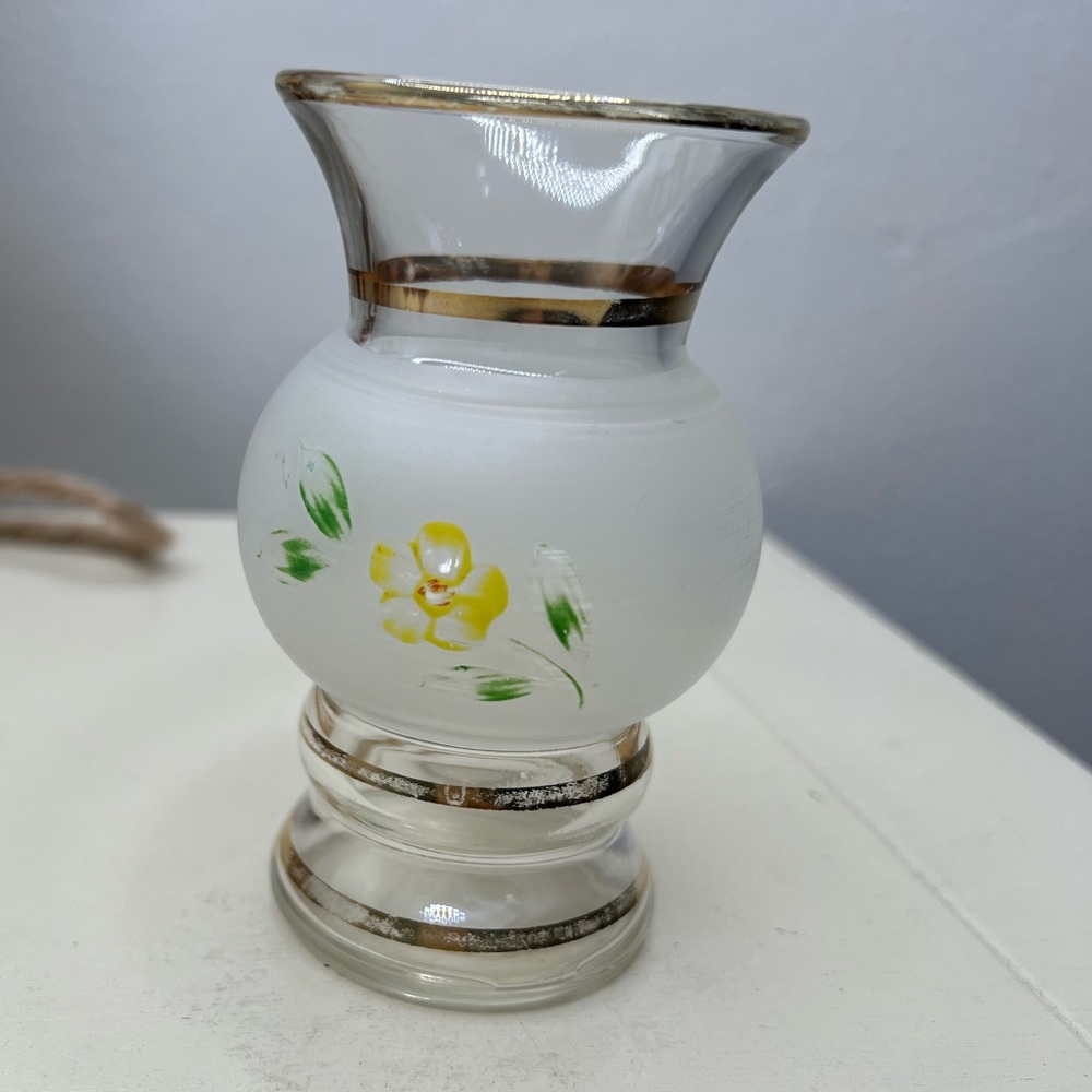 Vintage Bartlett Collins Clear & Frosted Glass Bud Vase